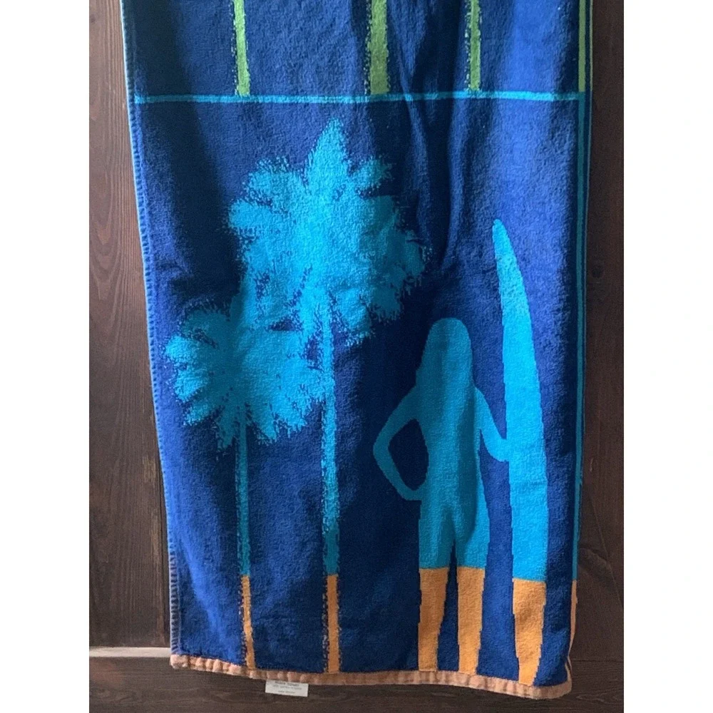 Resort Living Beach Towel Palm And Surfers Thick Cotton Multicolored 72